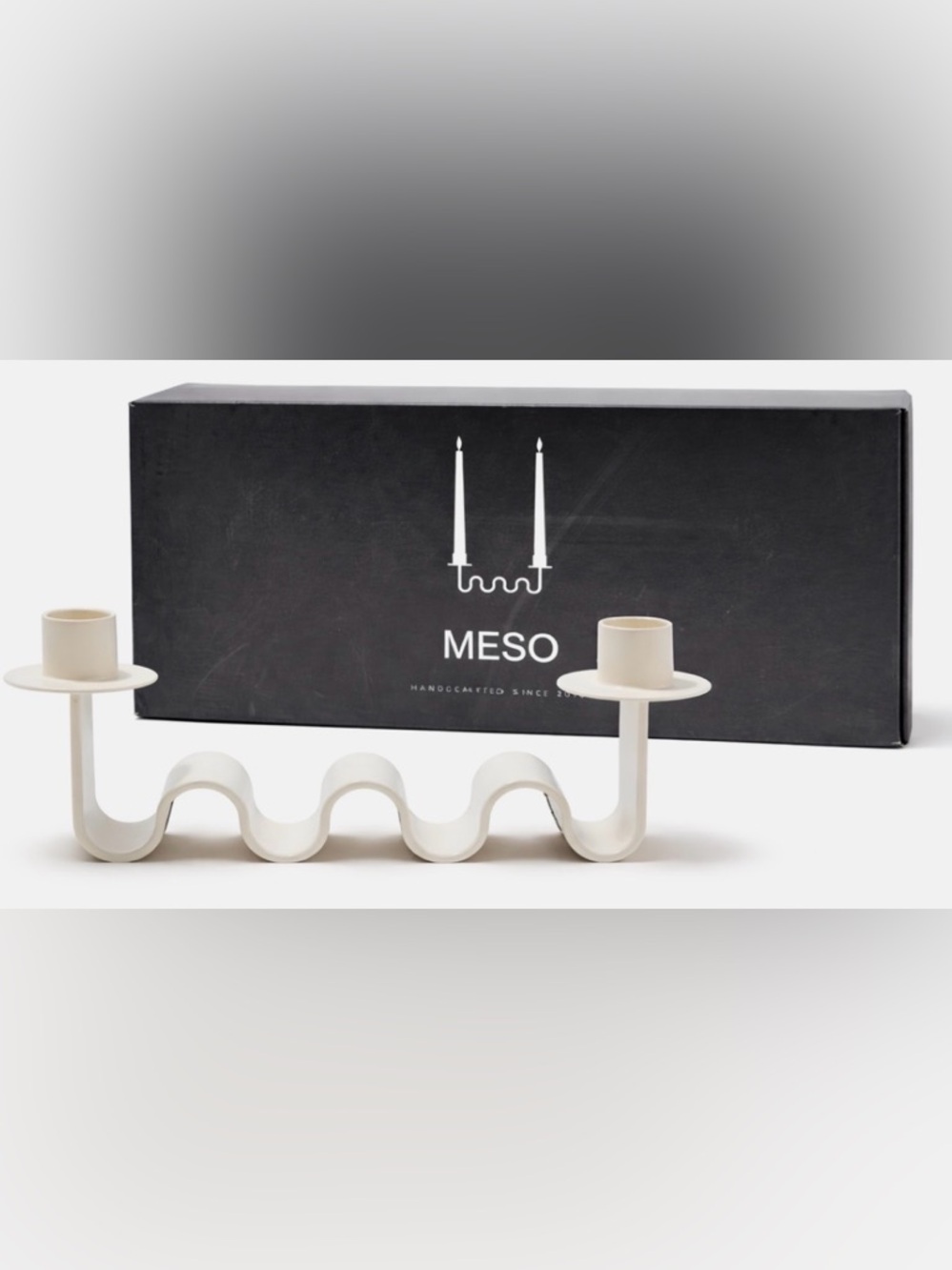 MESO handcrafted Cream Wave Double Candle Holder NEW IN BOX